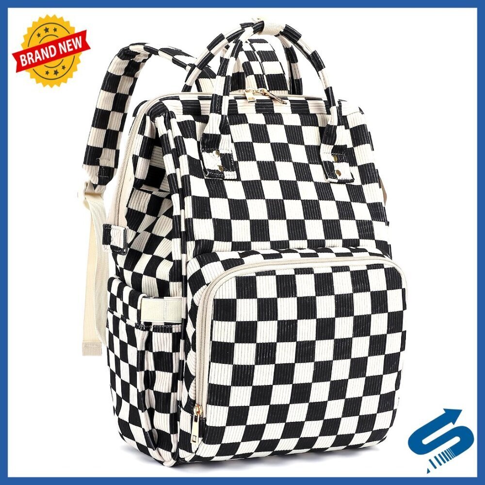 Corduroy Laptop Backpack 15.6 Inch Business Travel School Bookbag Chic Minimal